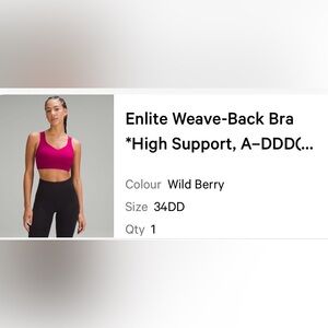 NWOT Lulu Lemon Enlite Weave-Back Bra in Wild Berry